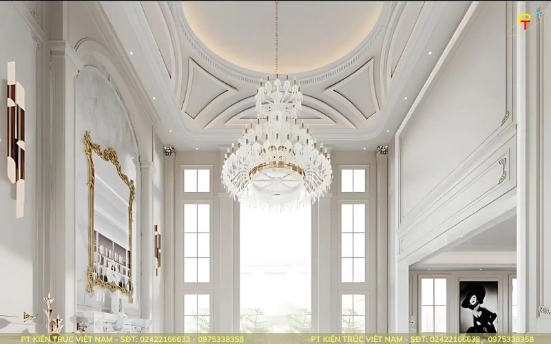 Các chi tiết trong thiết kế khách sạn tân cổ điển được chạm khắc tinh tế đẹp mắt