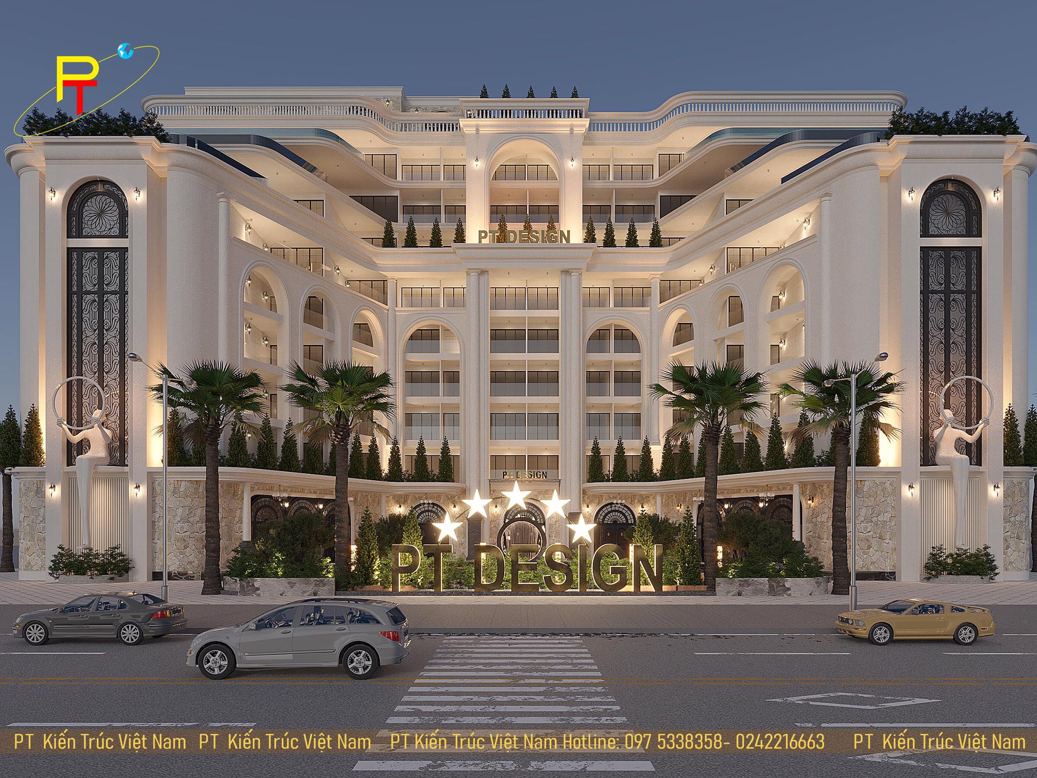 Mẫu thiết kế khách sạn 5 sao tân cổ điển tại Điện Biên PT Kiến Trúc thiết kế