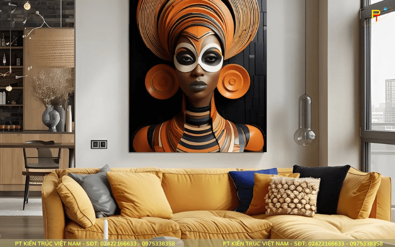 Tac phẩm nghệ thuật về phong cách truyền thống của phụ nữ Châu Phi truyền thống