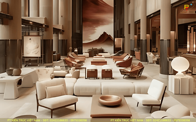 Thiết kế khu vực sảnh chờ chung cho du khách tạo cảm giác ấm cúng hơn