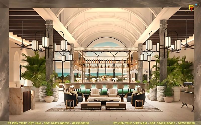 Khu vực sảnh được thiết kế đẹp mắt để gây ấn tượng 