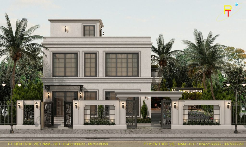 thiết kế biệt thự 2 tầng năm 2025