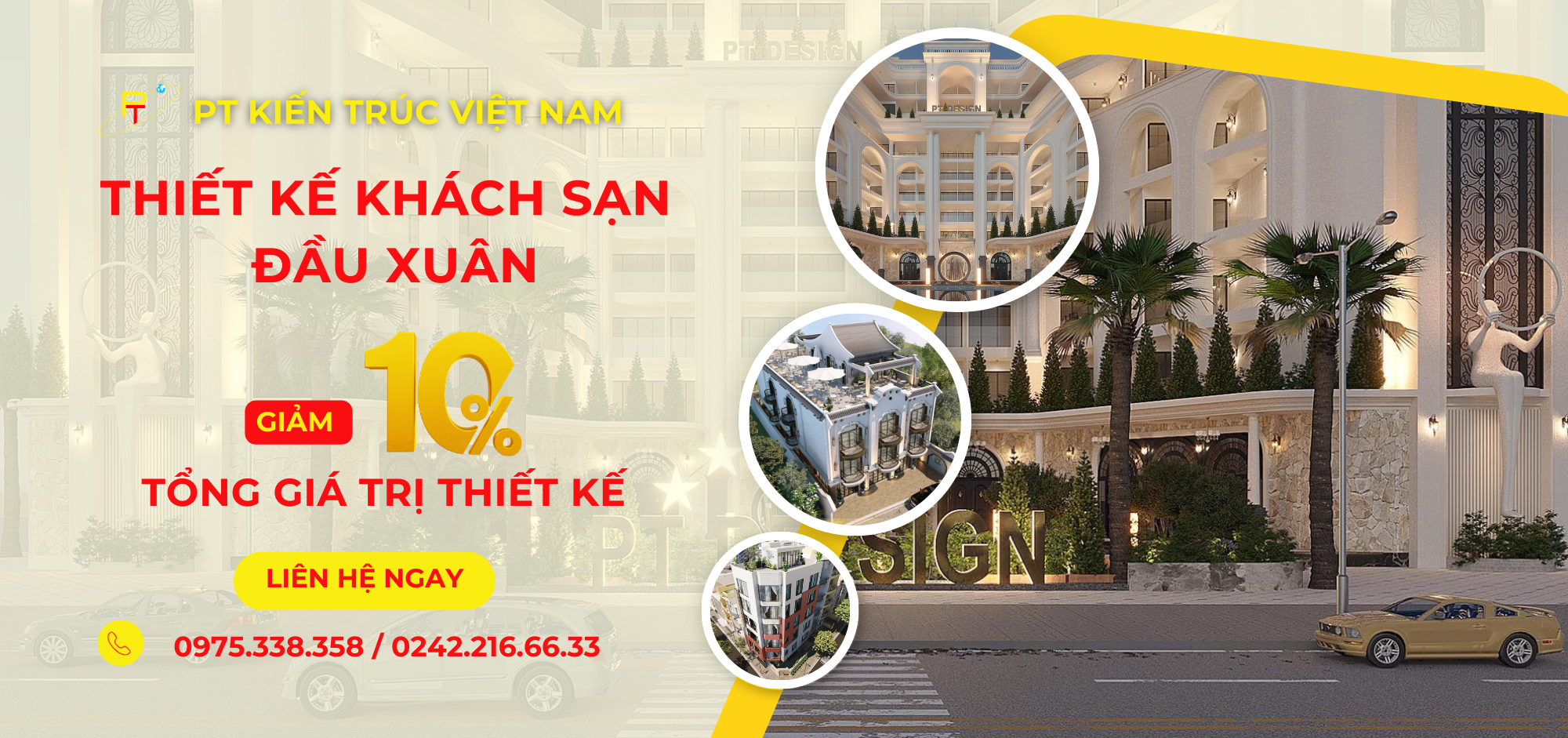 Thiết kế khách sạn 2025 giảm 10% tổng giá trị thiết kế